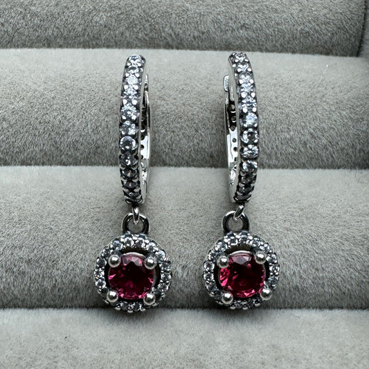 Aretes Halo Rojo Brillante