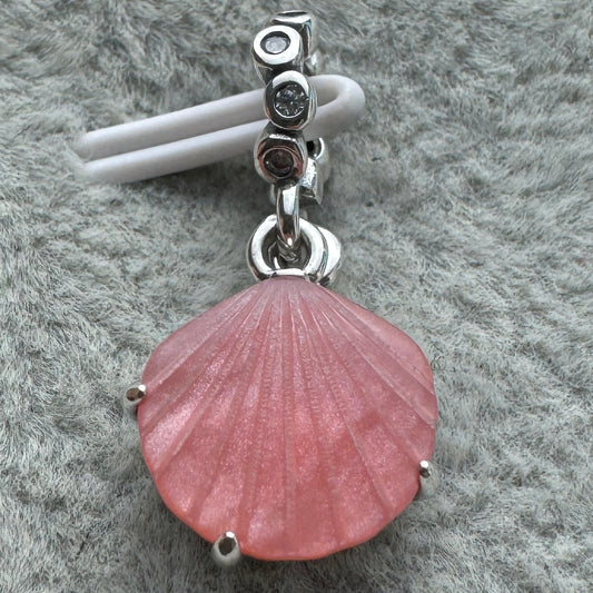Charm Colgante Doble Concha Color Coral