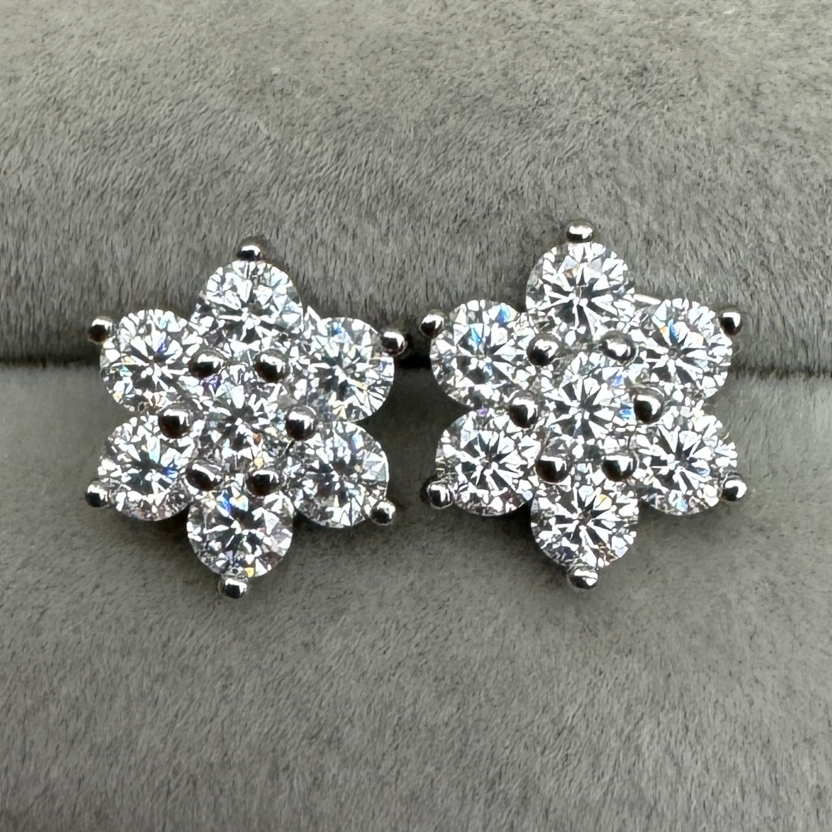 Aretes Flores Brillantes Moissanita