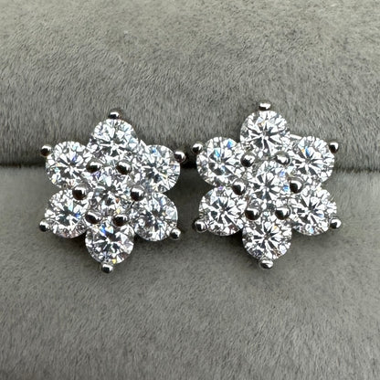Aretes Flores Brillantes Moissanita