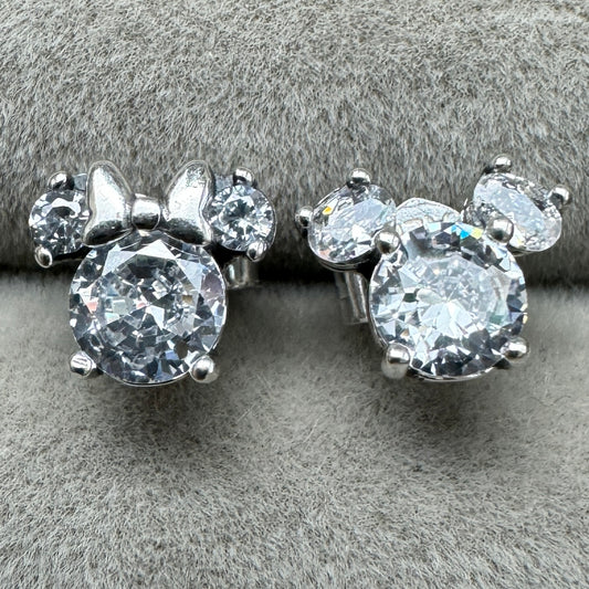 Aretes De Botón Mickey Y Minnie Brillantes Disney