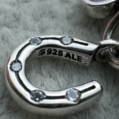 Charm Colgante Triple Trébol De Cuatro Hojas, Corazón Opalescente Y Herradura