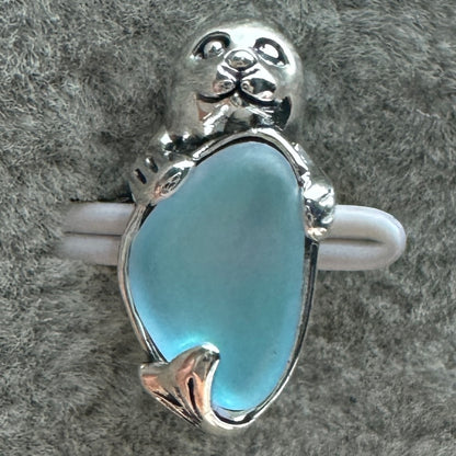 Charm Foca Cristal Iridescente Piedra De Luna