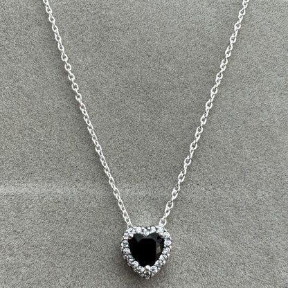 Collar Corazón Elevado Brillante Negro 45 cm (Ajustable A 40 cm)