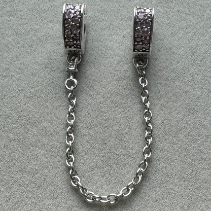 Cadena De Seguridad Corazones Rosas Brillantes