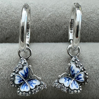 Aretes De Aro Mariposa Azul