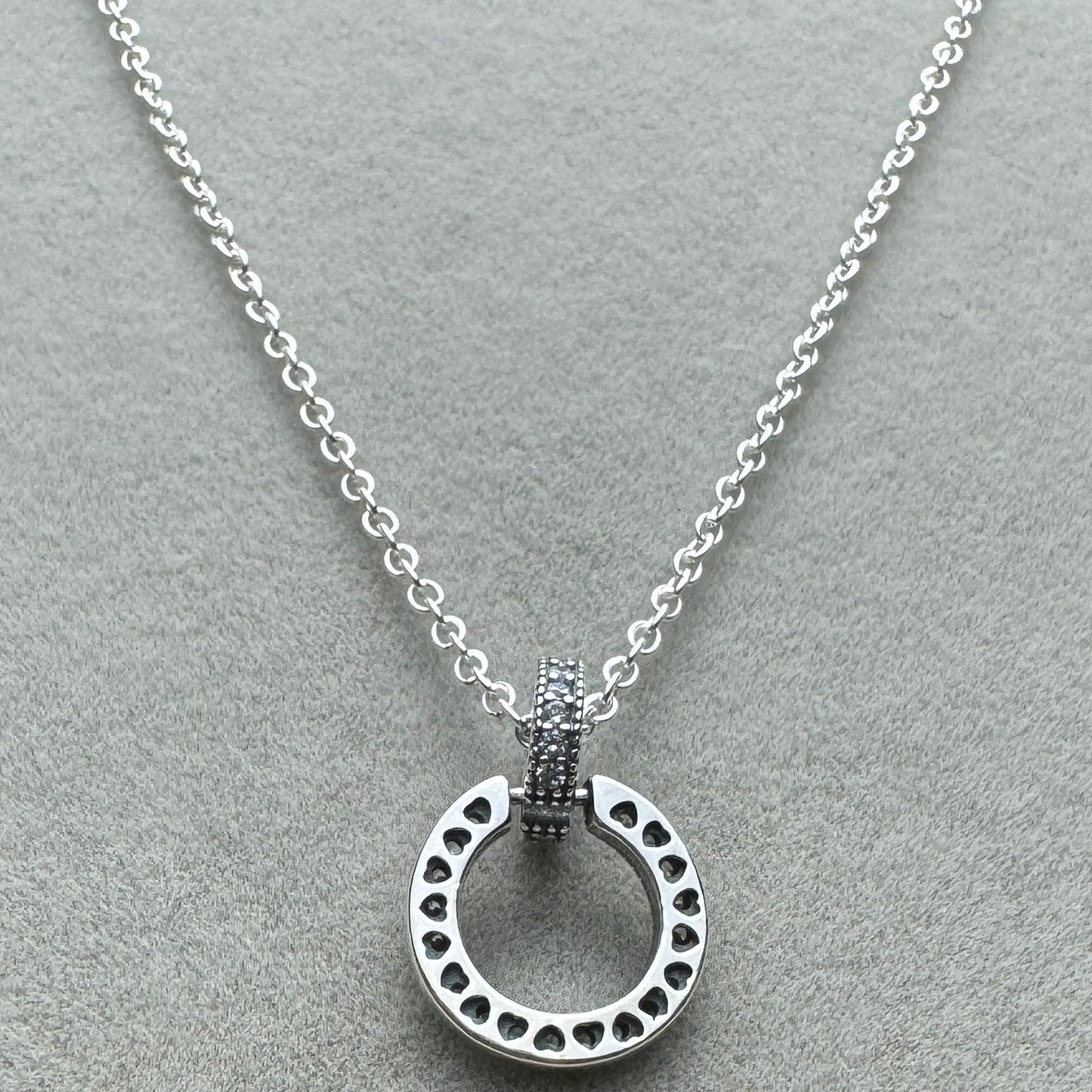 Collar y Pendiente Círculo Doble Brillante 45 cm (Ajustable A 42.5 y 40 cm)