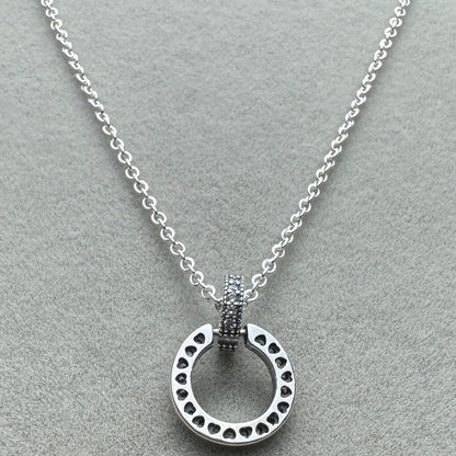 Collar y Pendiente Círculo Doble Brillante 45 cm (Ajustable A 42.5 y 40 cm)