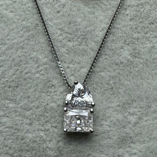 Collar Corazon Y Rectángulo Corte Diamante Moissanita