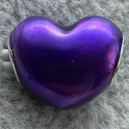 Charm Corazón Metálico Morado