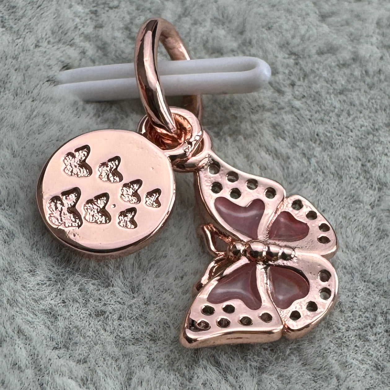 Charm Colgante Doble Mariposa Oro Rosa