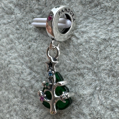 Charm Colgante Árbol Navidad Cristal De Murano Verde