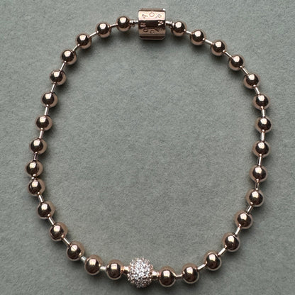 Brazalete De Cuentas Y Pavé Rosa