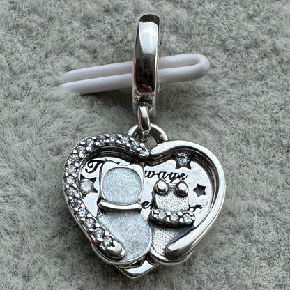 Charm Colgante Corazón Gatos