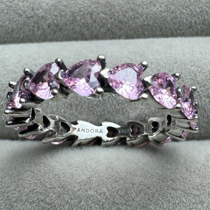 Anillo Alianza De Corazones Rosas Pandora Vista Desde Arriba