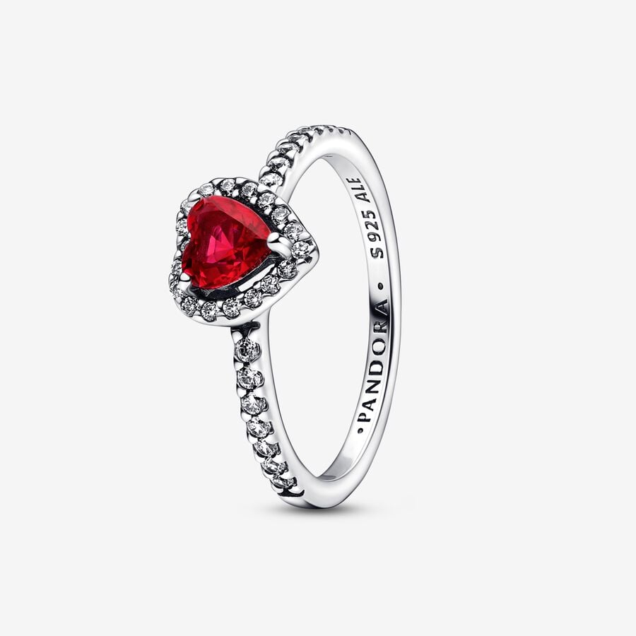 Anillo Corazón Nivelado Rojo Brillante Pandora