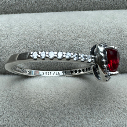 Anillo Corazón Nivelado Rojo Brillante Pandora Vista Lateral