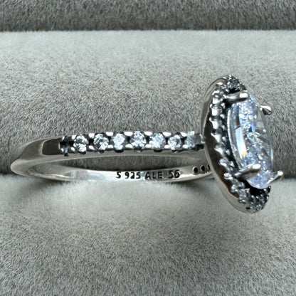 Anillo Halo Ovalado Brillante Pandora Vista Lateral