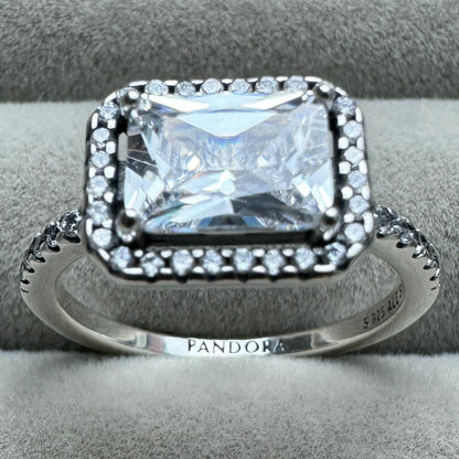 Anillo Halo Rectangular Brillante Pandora Vista Desde Adentro