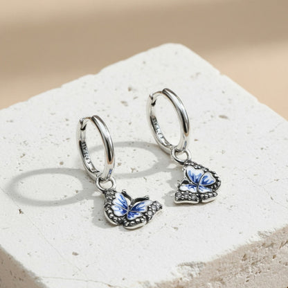 Aretes De Aro Mariposa Azul