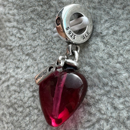 Charm Colgante De Cristal De Murano Corazón Rosa Poción De Amor