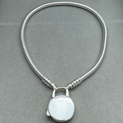 Brazalete Flexible Candado Logotipo Pandora Vista Desde Atrás