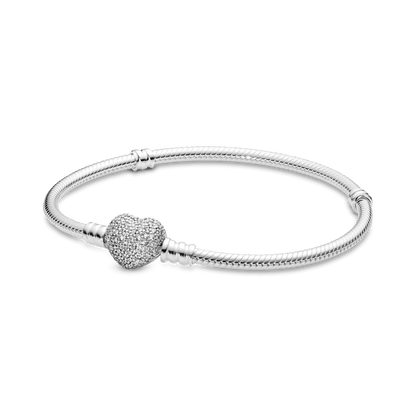 Brazalete Flexible Cierre Corazón Centelleante Pandora