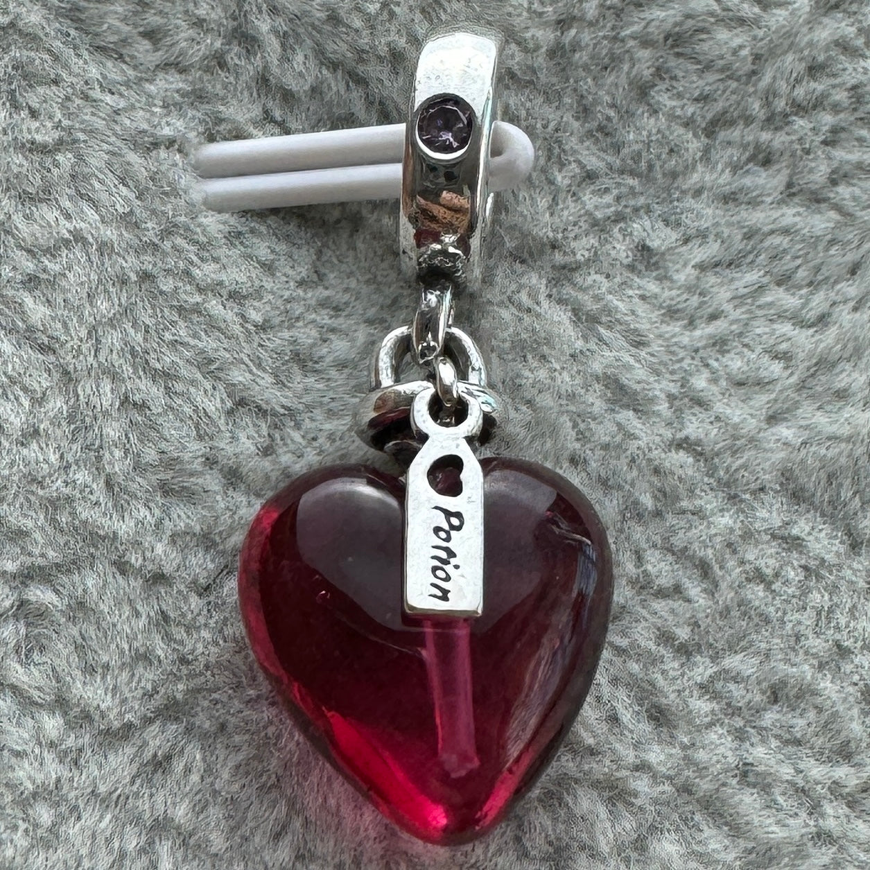 Charm Colgante De Cristal De Murano Corazón Rosa Poción De Amor