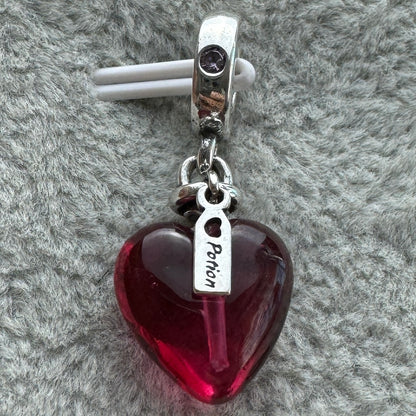 Charm Colgante De Cristal De Murano Corazón Rosa Poción De Amor