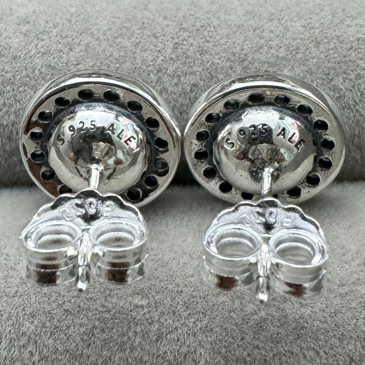 Aretes De Botón Halo Redondo Brillante