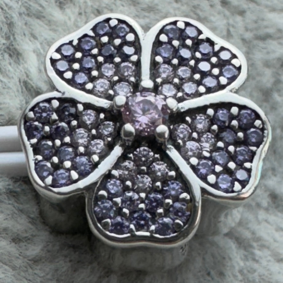 Charm Flor Brillante Morada Y Rosa
