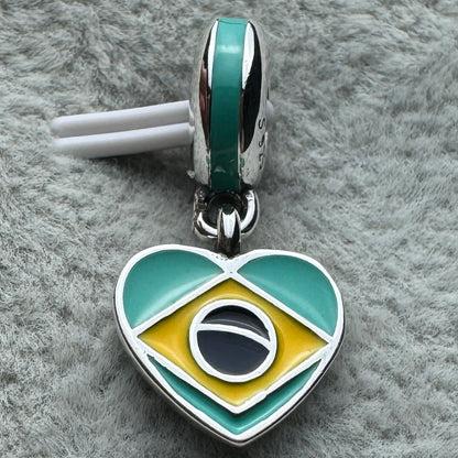 Charm Colgante Corazón Bandera De Brasil