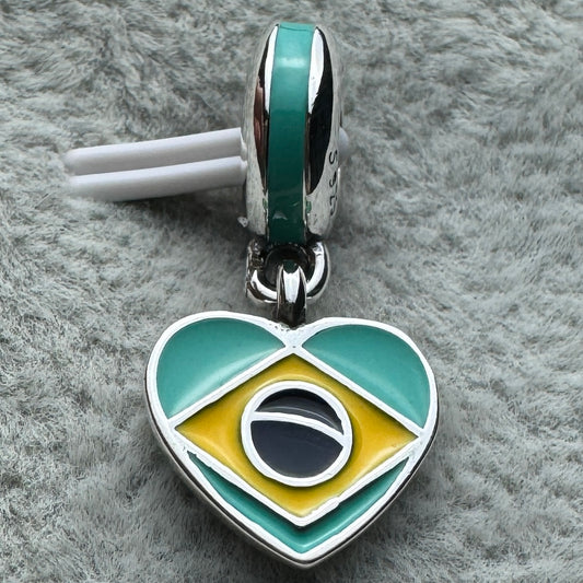 Charm Colgante Corazón Bandera De Brasil