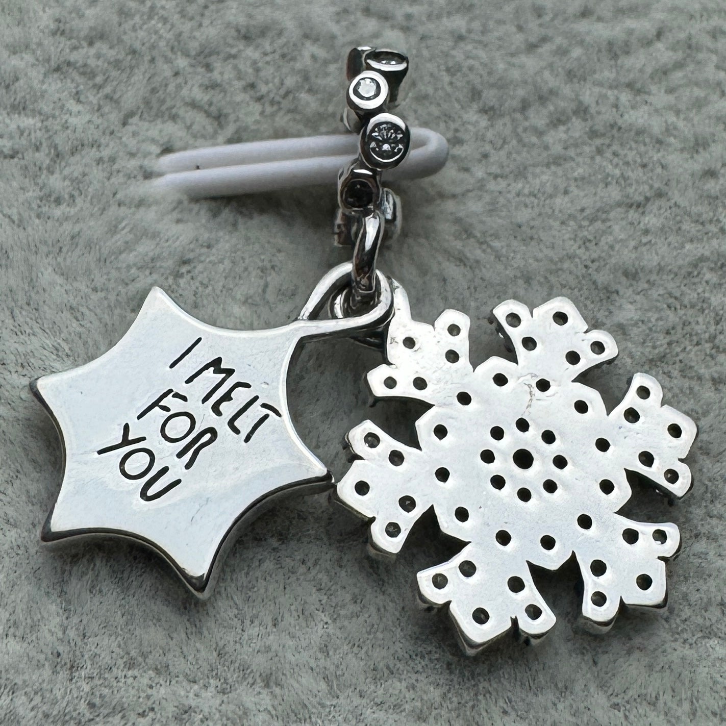 Charm Colgante Doble Copo De Nieve Brillante