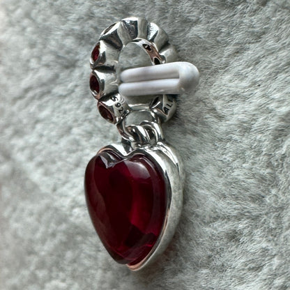 Charm Colgante Corazón Rojo Cristal Murano