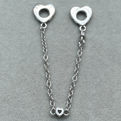 Cadena De Seguridad Corazones Y Zirconia Pandora Vista Desde Atrás