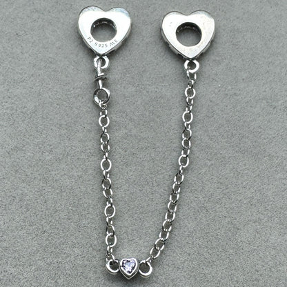 Cadena De Seguridad Corazones Y Zirconia Pandora Vista Frontal