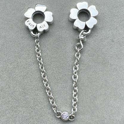 Cadena De Seguridad Flores Y Zirconia Pandora Vista Frontal