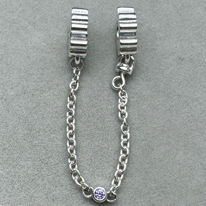Cadena De Seguridad Flores Y Zirconia Pandora Vista Lateral