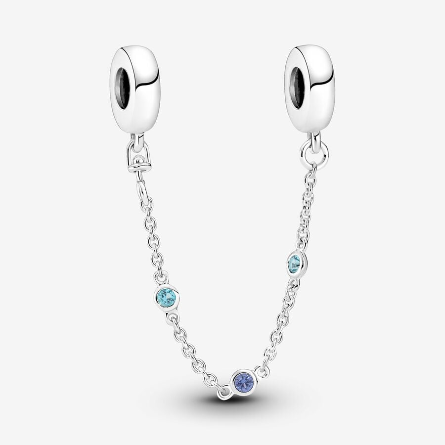 Cadena De Seguridad Tres Gemas Azules Pandora