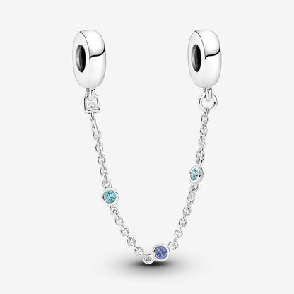 Cadena De Seguridad Tres Gemas Azules Pandora