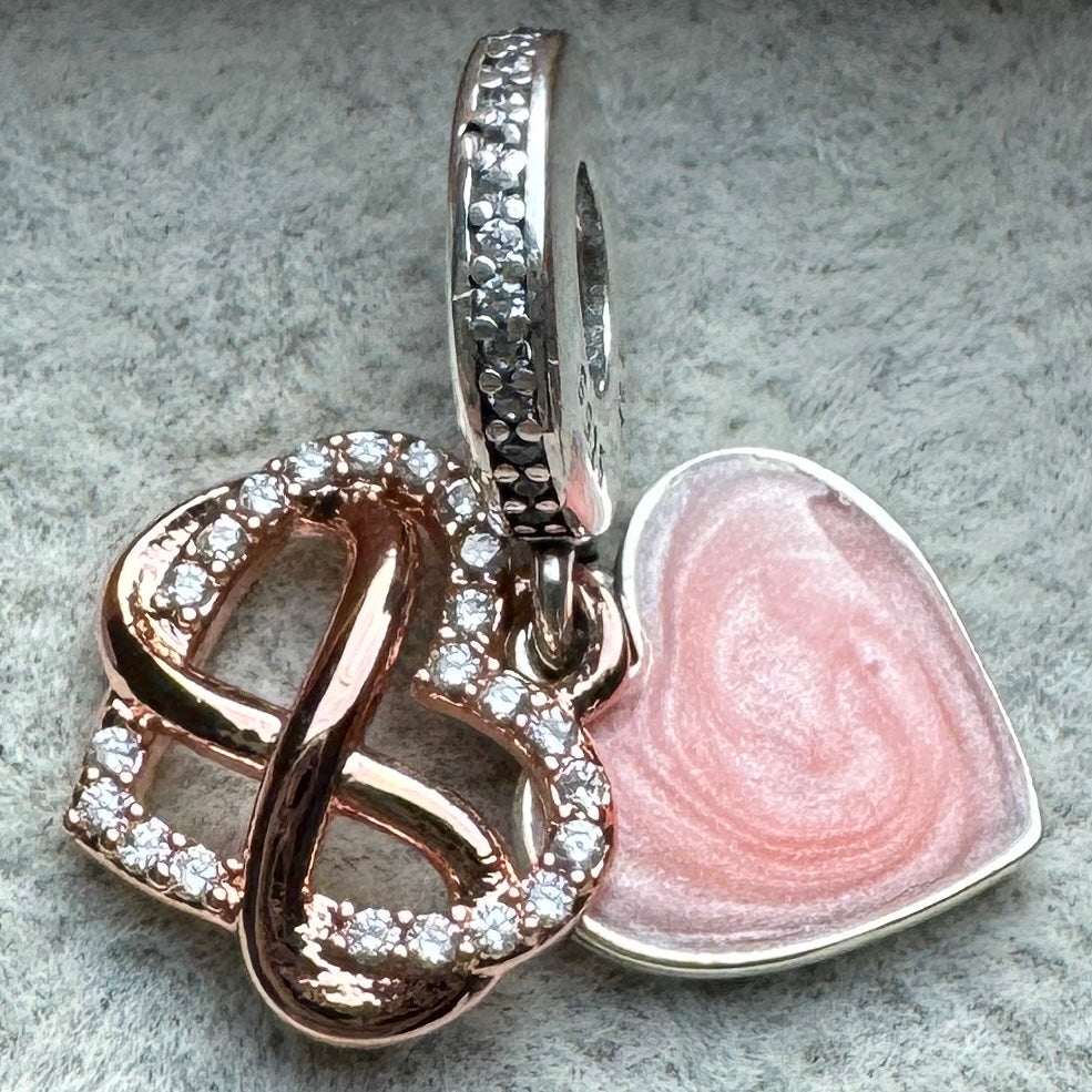 Charm Colgante Doble Corazón Infinito Brillante Pandora 2