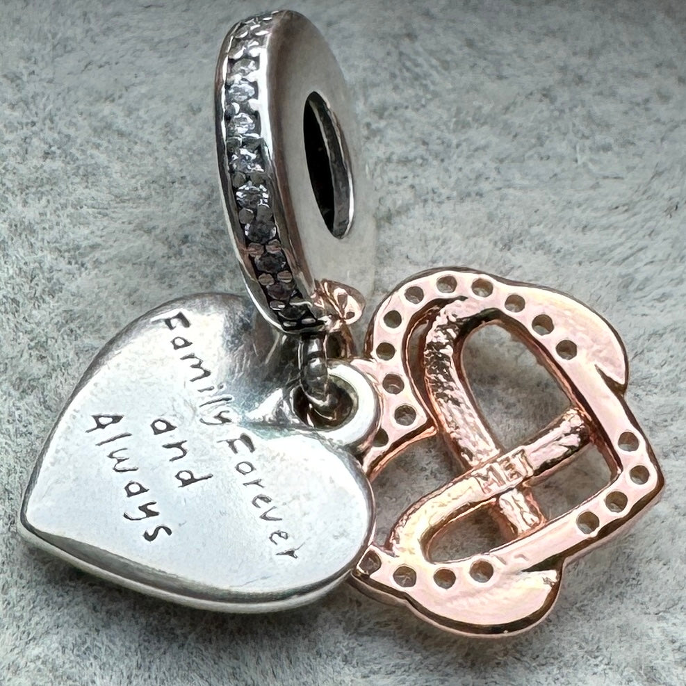 Charm Colgante Doble Corazón Infinito Brillante Pandora 4