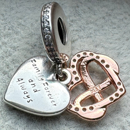 Charm Colgante Doble Corazón Infinito Brillante Pandora 4