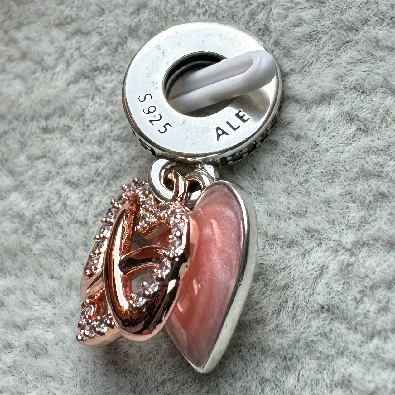 Charm Colgante Doble Corazón Infinito Brillante Pandora 5