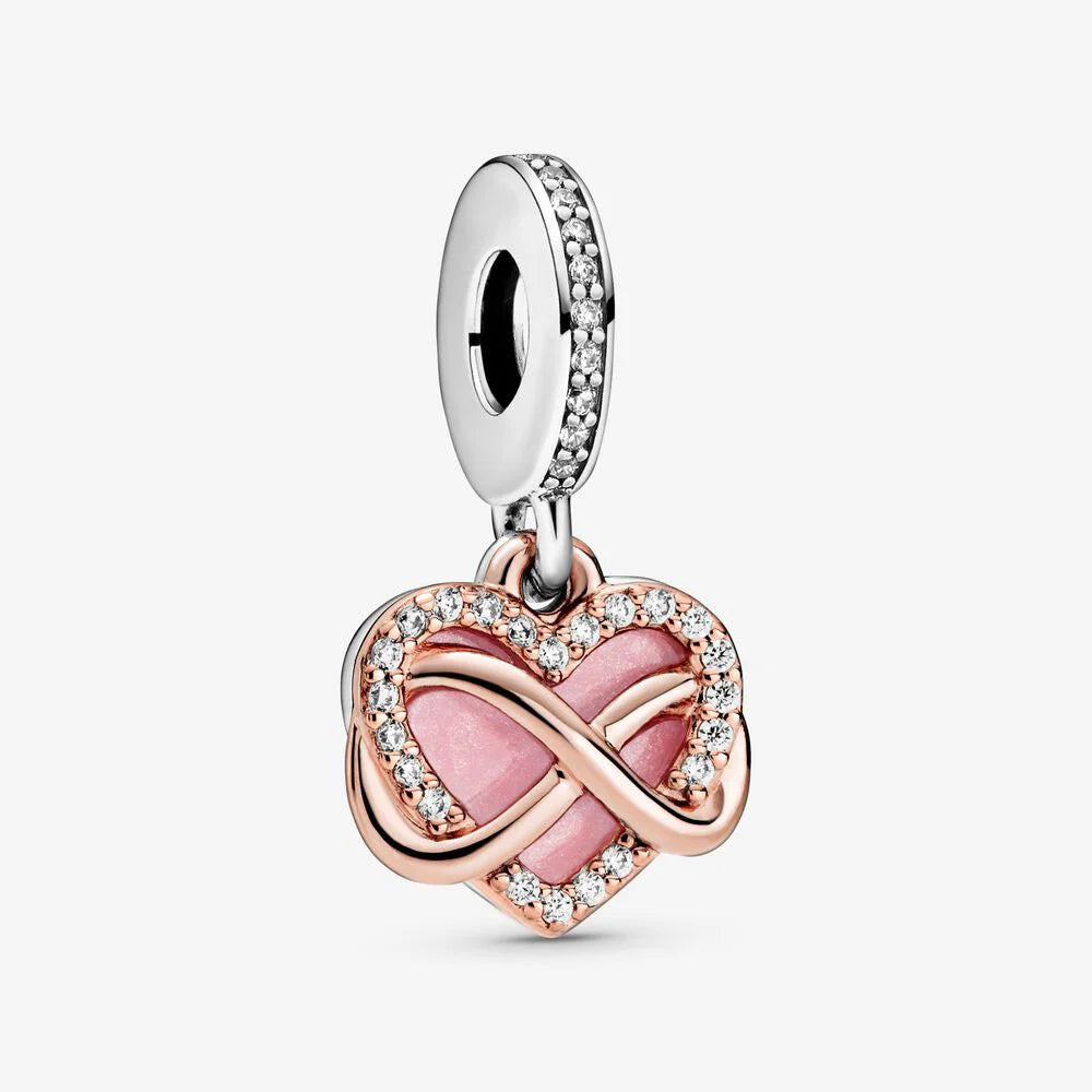 Charm Colgante Doble Corazón Infinito Brillante Pandora 6