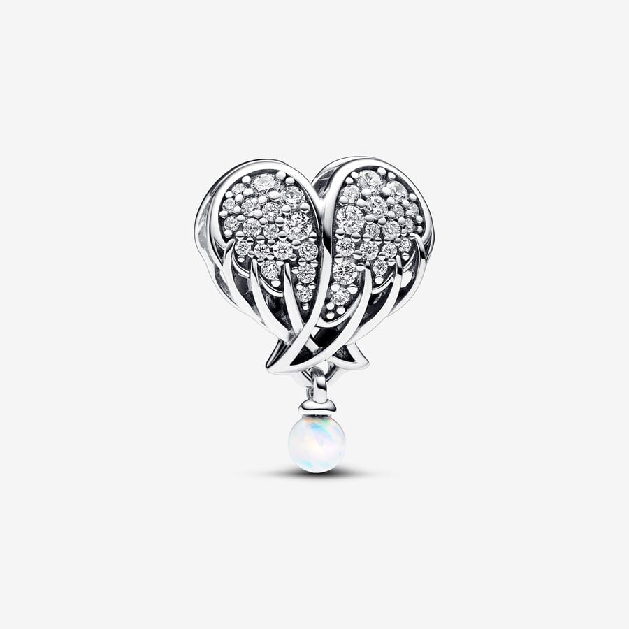 Charm Alas De Ángel y Corazón Brillante