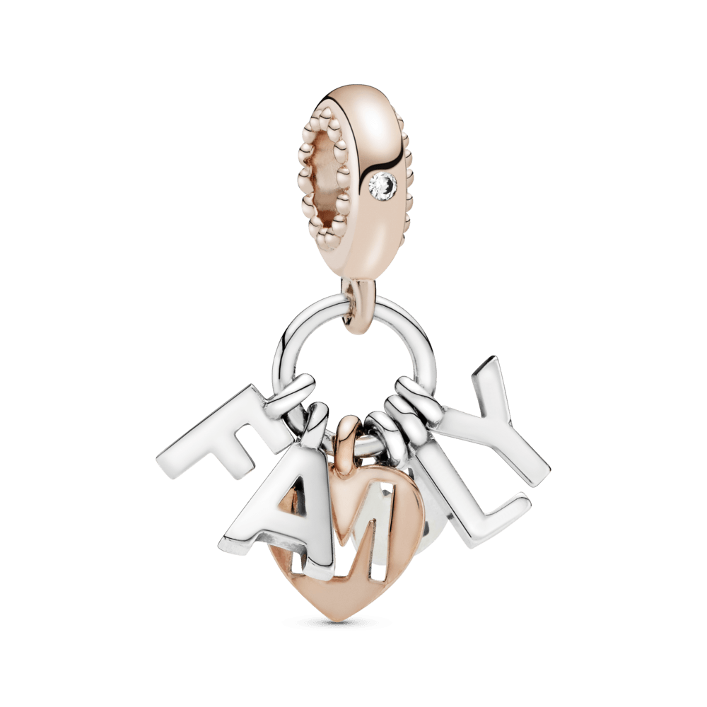 Charm Colgante Familia Recubrimiento en Oro Rosa
