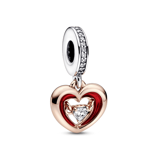 Charm Colgante Corazón Radiante En Dos Tonos