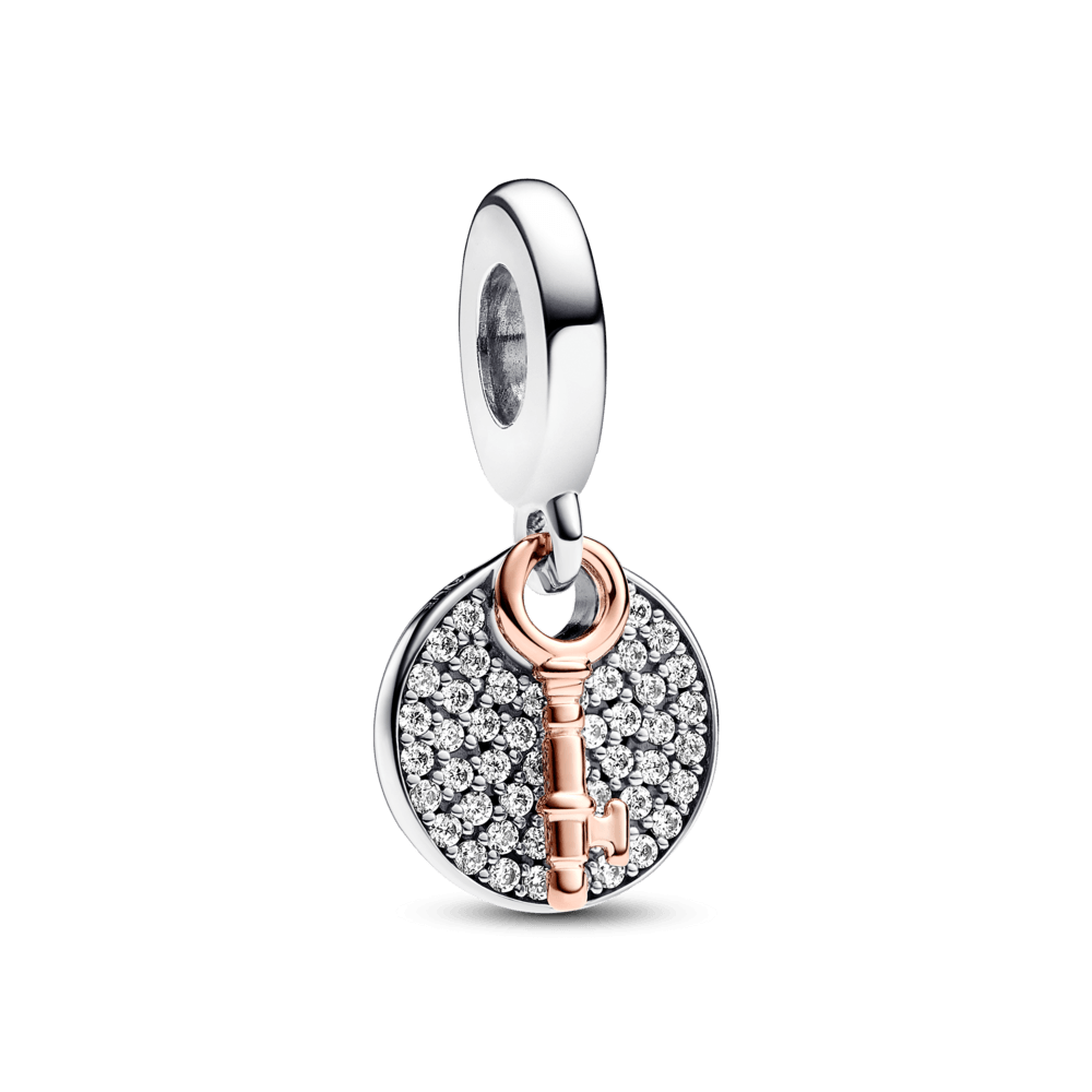 Charm Colgante Doble Llave y Zirconias